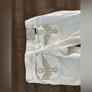 Y2K MISS ME GEMSTONE JEANS WHITE